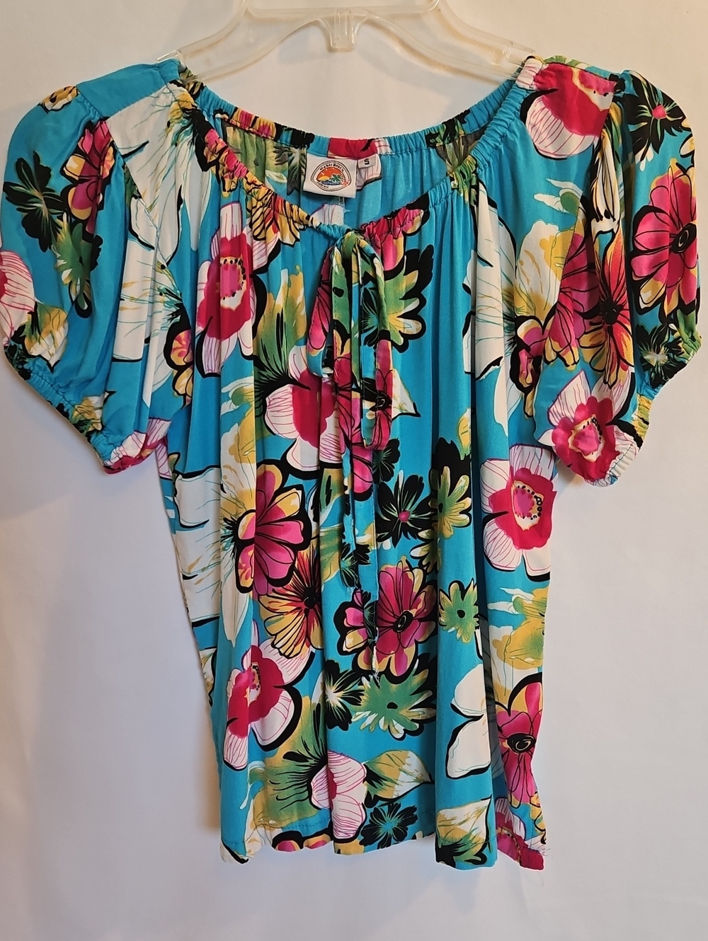 Makai Beach Tropical Floral Top - Turquoise